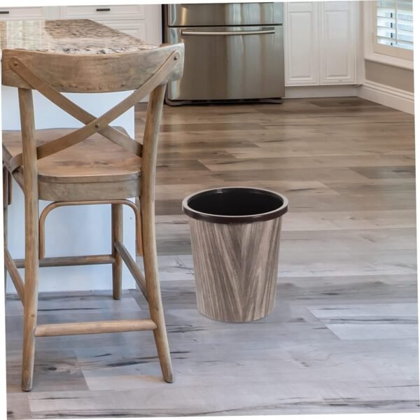 Imitation Wood Grain Trash Can Trash Can with Lid Bathroom Garbage Trash Can Favors Garbage Bin Bathroom Bin Litter Wicker Basket Infuser Kitchen Compost Bin Trash Cans PVC Plastic - Image 2