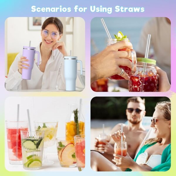 Straws Replacement for Hydrapeak Travel Tumbler 40 oz, Stainless Steel Straw Reusable Compatible with Hydrapeak 40oz Tumbler, 6 Metal Straws With 2 Straw Cleaner Brush - Image 7