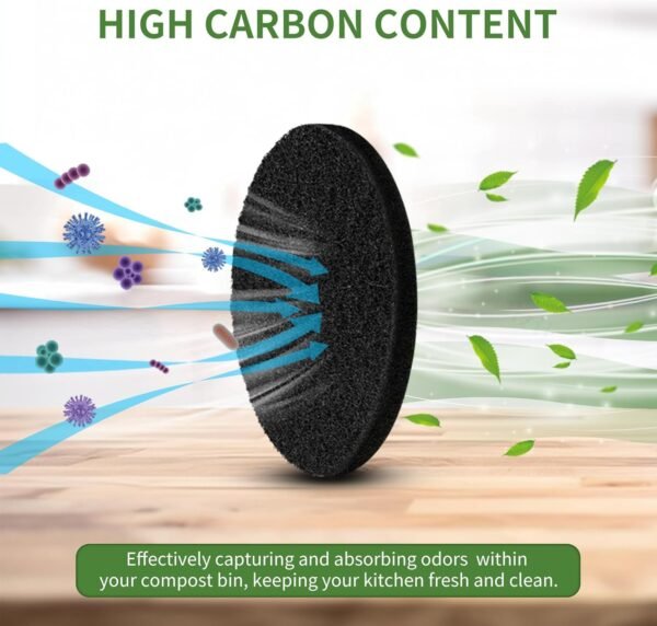 6.7 inch Compost Filters for Countertop Bin Charcoal Filter for Kitchen Compost Bin Pail Replacement Filter Carbon Filters Round Charcoal Filters for Compost Bucket 6 Pack - Image 5