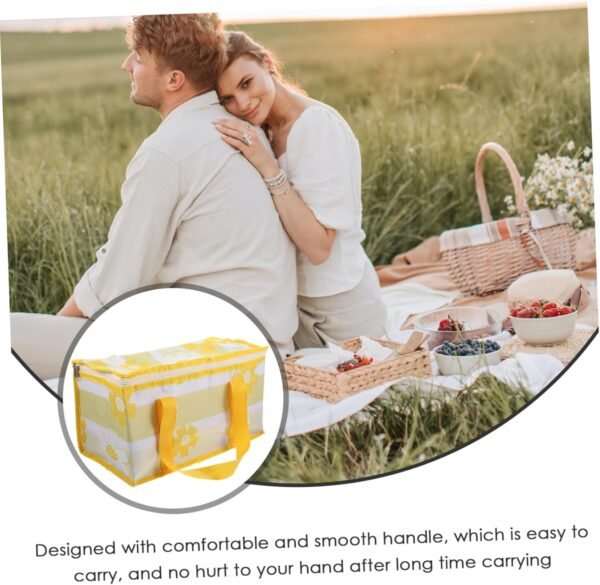 Lunch Bag for Men Picnic Stuff Cool Bag Reusable Bento Basket Food Bag Picnic Cooler Bag Lunch Bags Picnic Kit Insulated Lunch Tote Food Storage Insulation Bag Snack Yellow Alloy - Image 3