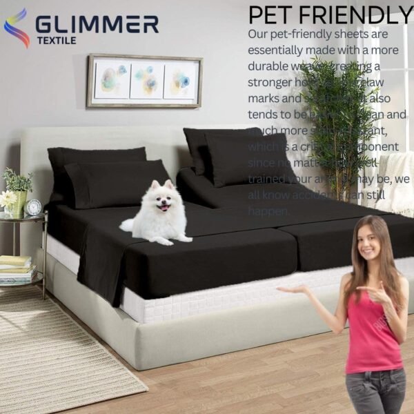 100% organic cotton| 1000tc| split california king size 7pcs sheet set| comfy & very soft| comfort like hotel| luxury bed sheets for men & women| deep pocket 22 inch| wrinkle free| black - Image 7
