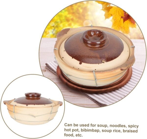 Kitchen Cookware Soup Bowls with Lids Earthen Cookware Soup Bowl with Lid Casseroles Cookware Stone Pot Korean Ceramic Hot Pot Earthenware Pot Large Chinese Medicine Pot Iron Clay, 20x17cm - Image 2