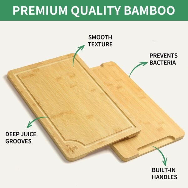 Bamboo Cutting Board Set for Kitchen - Cutting Board Set of 3 with Groove and Cutting Board Rack, Easy to Clean, Ideal for Bamboo Chopping Board Set for White Elephant Gift, House Warming Gift - Image 3