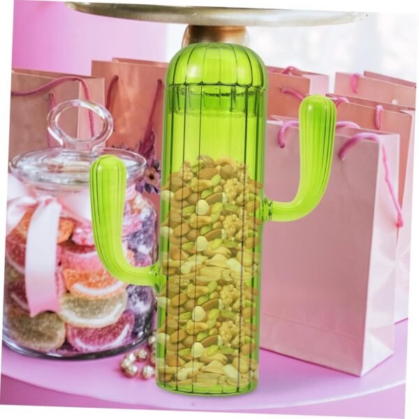 Cactus Storage Jar Artificial Overnight Oats Jar Insulated Food Jar Candlesticks Bread Bin Snack Jars Mason Jars Trinket Unique Sugar Container with Lid Coffee Canister Green Glass - Image 4