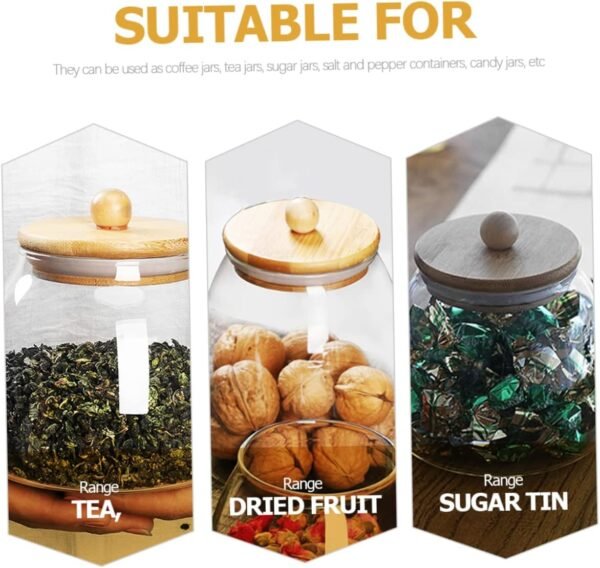 Lid Glass Container Coarse Cereals Canister Bin Pantry Storage Containers Airtight Storage Jar Serving Tea Holder Food Storage Containers with Lids Airtight Cover - Image 4