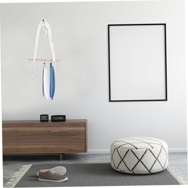 1pc Towel - Mounted Paper -Mounted Paper Rack Decorative Paper Rack Hanging Paper Holder Wall- Mounted - Mounted Paper Rack Macrame Toilet Paper Rack Beige Cotton Rope - Image 4