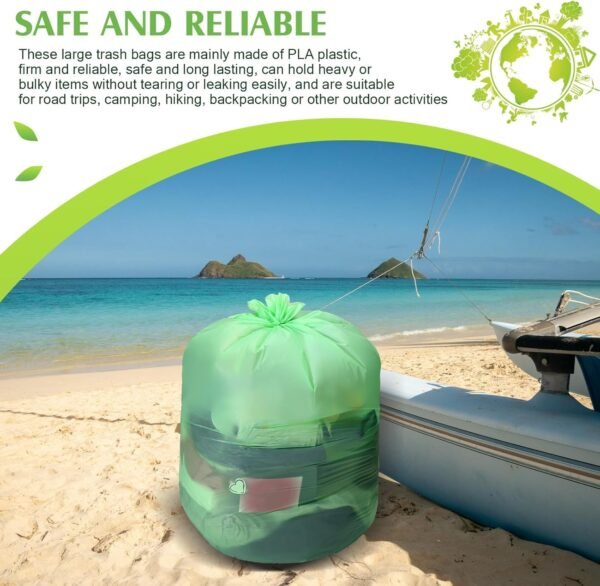Zhanmai 60 Pcs 33 Gallon Trash Bags Large Portable Heavy Duty Garbage Bags Replacement Disposable Contractor Bags for Home Office Kitchen Camping Commercial Industrial Toilet Waste - Image 5