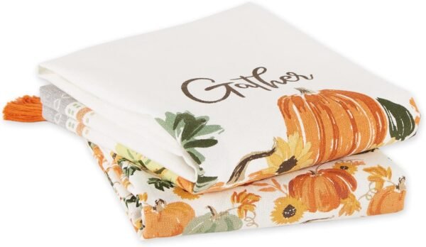DII Decorative Thanksgiving Kitchen Towels Absorbent Cotton Fall Dish Towel Set, Dish Towel Set, 18x28, Gather, 2 Count - Image 3