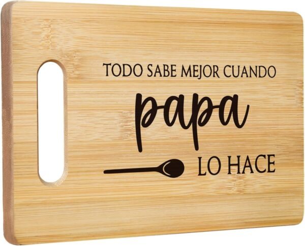 Papa Cutting Boards for Kitchen, Grandpa Bamboo Cutting Board, Todo Sabe Mejor Cuando Papa Lo Hace Decorative Cutting Board, Papa Gifts, Papa Gifts for Christmas, Gifts for Papa from Grandkids