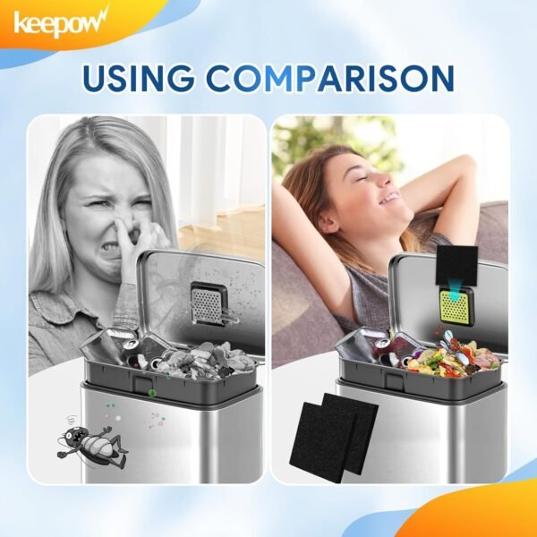 KEEPOW 8 Pack Trash Can Deodorizer Compatible with EKO Trash Can, Activated Charcoal Odor Absorber for Trash Can and Compost Bin, Garbage Can Deodorizer for Indoor Kitchen Compost Bucket (Square) - Image 3