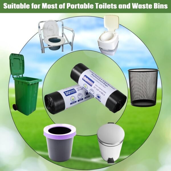 Colarr 180 Count Trash Bags 8 Gallon Recycle Trash Bags Portable Camping Toilet Bags for Bucket Toilet Disposable Trash Can Liners for Outdoor Camping Hiking Boating Travel, Black - Image 6