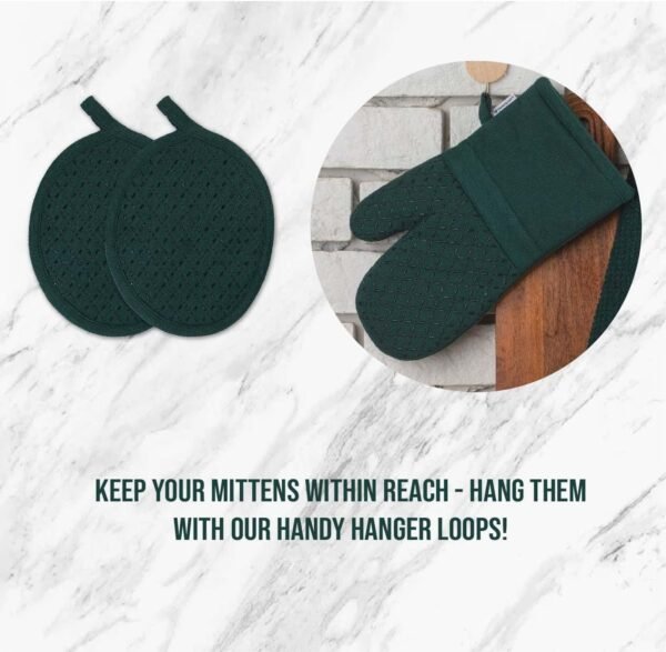 Lane Linen Dish Towels and Dishcloths Sets - 16 Pc Kitchen Towels Set, 500 Degree Heat Resistant Kitchen Mitts and Pot Holders, 100% Cotton Dish Towels, Kitchen Dish Rags for Washing Dishes - Green - Image 5