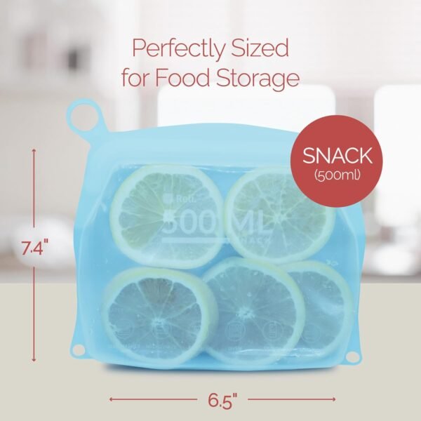 Reli. Reusable Silicone Bags (3 Pack, Multi-Size) | 1 Snack, 1 Sandwich, 1 Gallon - Aqua | Silicone Bags for Food Storage | Reusable Food Storage Bags for Food, Meal Prep | Dishwasher/Freezer Safe - Image 4