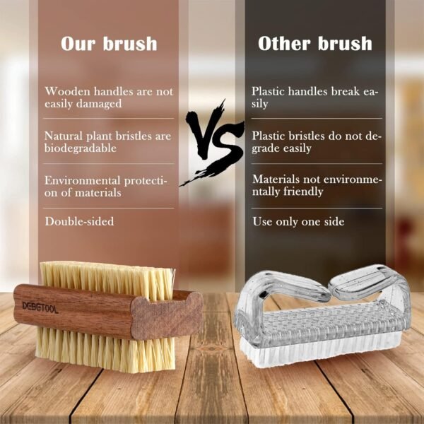 Acacia Wood Firm Nail Brush,2 Pack Wooden Nail Scrub Brush for Fingernail cleaning,Natural two Side Nail Scrub Brush - Image 4