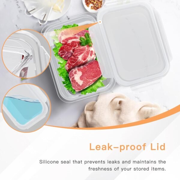 2 Pack Deli Meat Container for Fridge, Glass Meal Prep Containers with Lids, Cold Cuts Storage Containers, High Borosilicate Lunch Meat Container for Refrigerator, Bacon Cheese, 7.8x5.8x2.7 In - Image 5
