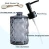 WCHOSOZH 3Pcs 11Oz Soap Dispenser with Plastic Pump, Diamond Design Kitchen Bathroom Soap Dispenser, Refillable Liquid Glass Soap Dispenser for Hand Soap, Soap, Lotion (Black) - Image 3