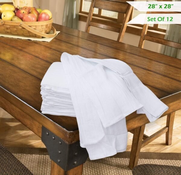 Flour Sack Kitchen Towels (White,12 Pack) 100% Cotton,28x28 Inch Cloth Napkin, Bread wrapper, Cheesecloth, Multi Purpose Kitchen Dish Towels,Bar Towels, Extremely Absorbent & Sturdy By Excellent Deals - Image 8