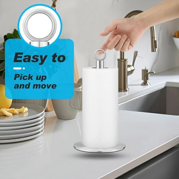 Stainless Paper Towel Holder, Paper Towels Holder Countertop, Stainless Steel Paper Towel Holder Countertop, Kitchen Paper Towel Holders, Countertop Roll Holders(Silver) - Image 4