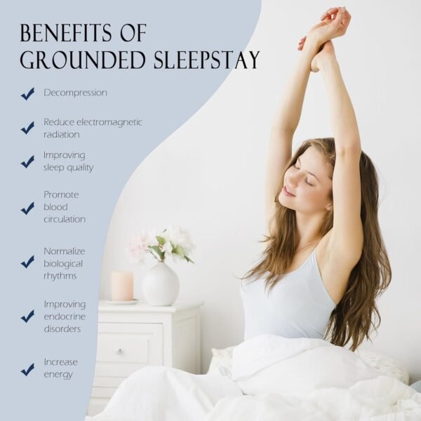 Grounding Sheets Queen Size 5% Pure Silver Fiber+95% Organic Cotton, Grounded Fitted Sheet Earth Connected Bedding (60"x 80"x 13" Gray) Earth Sheets with Grounding Cord - Image 4