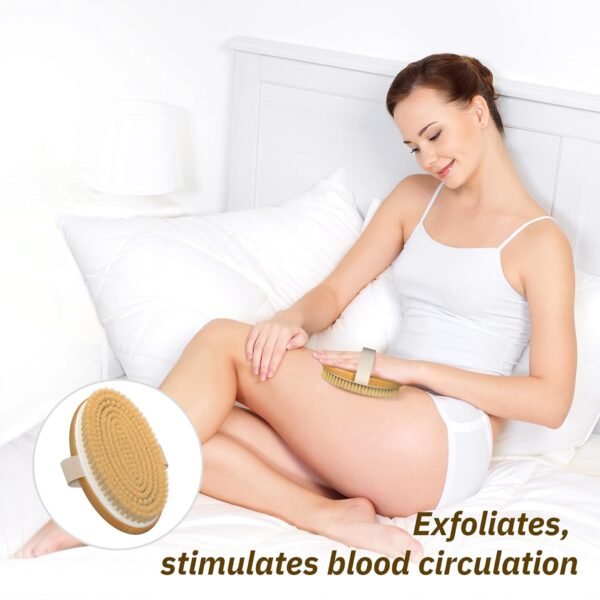 Metene Dry Brushing Body Brush with Soft and Stiff Natural Bristles, Body Exfoliating/Massage Scrub Brush for Cellulite and Lymphatic, Improve Your Circulation, 2 Pack - Image 5