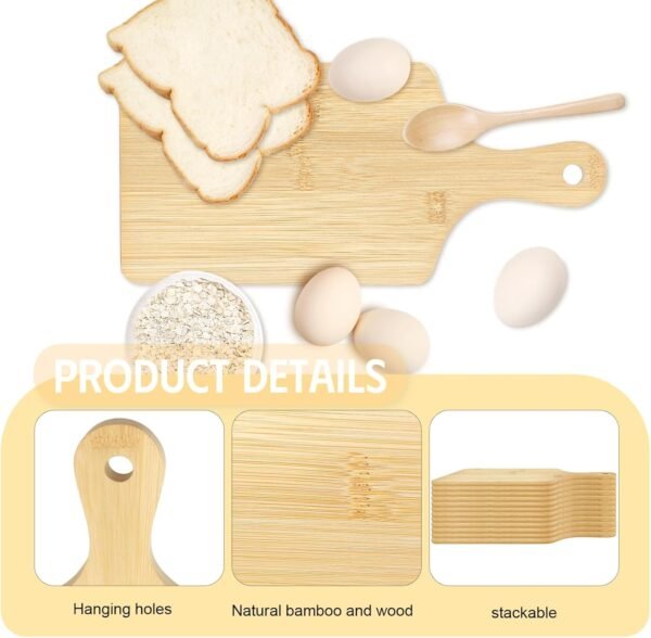 50 PCS Cutting Board Bulk Wood Chopping Board Laser Engraving Serving Board with Handle Charcuterie Boards for Customized Mother's Day Housewarming Gift 11" x 5" Bamboo - Image 3
