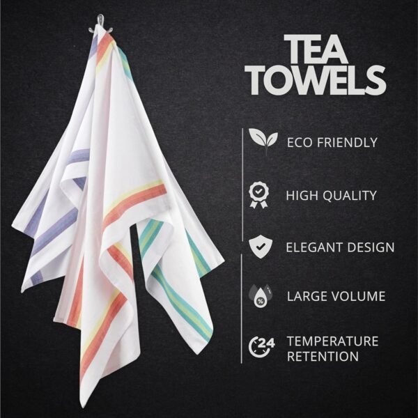 100% Cotton Kitchen Towels 28x20 inches, 12 Pack Tea Towels for Kitchen with Hanging Loop, Reusable Cleaning Cloths, Ultra Soft, Quick-Drying, Highly Absorbent Dish Towels (Assorted, 12) - Image 5