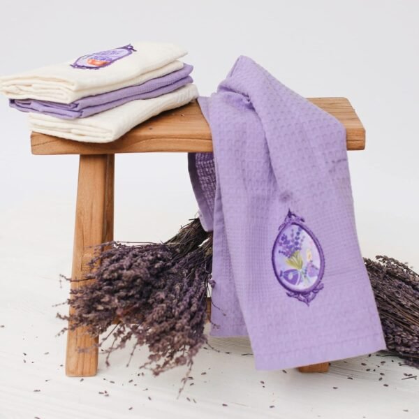 Lavien Home, Decorative Lavender Tea Towels Housewarming Gift, Turkish Cotton Waffle Weave (Set of 4), Dishcloths Multi-Purpose Ultra Soft Absorbent 16 x 24 inches - Image 5