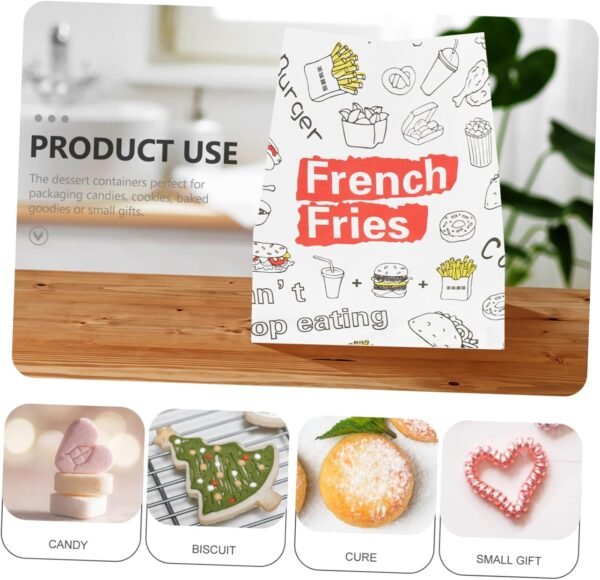 300pcs French Fries Greaseproof Paper Bag Reusable Juice Pouches Lunch Bag Containers Food Containers Large Zip Lock Bags Reusable Drink Pouches Popcorn Tote Bag Snack Wrapping Bag - Image 8