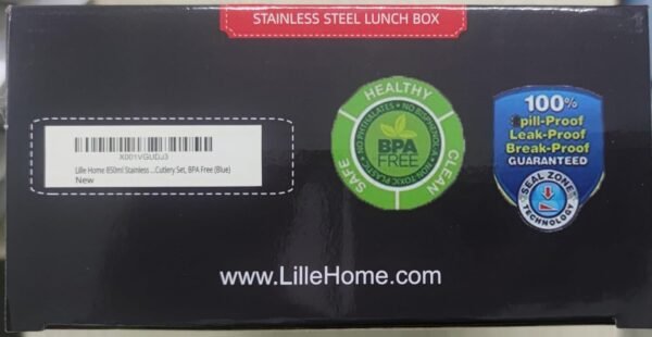 Lille Home 28oz Stainless Steel Leakproof 2-Compartment Bento Lunch Box/Portion Control Food Container with Lunch Bag and Cutlery Set, BPA Free (Blue) - Image 10
