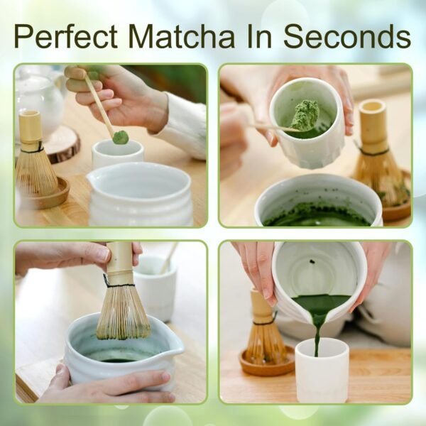 Matcha Whisk Set,Matcha Whisk,Matcha Set,Bamboo Whisk,Matcha Kit,Chasen Matcha Stirrer,Made from 100% Natural Bamboo,Durable and perfect for making matcha tea - Image 3
