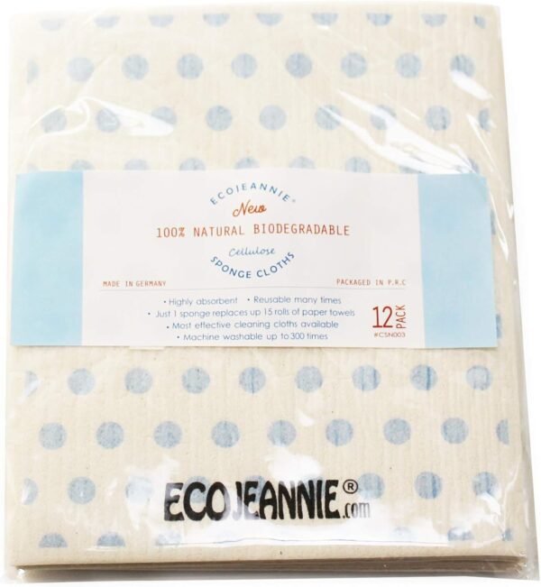 Wholesale EcoJeannie Eco-Friendly German Cleaning Cloth 100% Biodegradable Cellulose Sponge Cloths, Kitchen Cloths, GMO-Free, Reusable - Made in Germany Packaged in P.R.C. (12 Pack) - Image 8