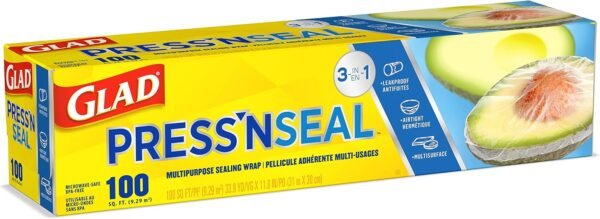 Glad Press'N Seal Plastic Food Wrap, 100 Square Foot Roll, Pack of 3, (Package May Vary) - Image 9