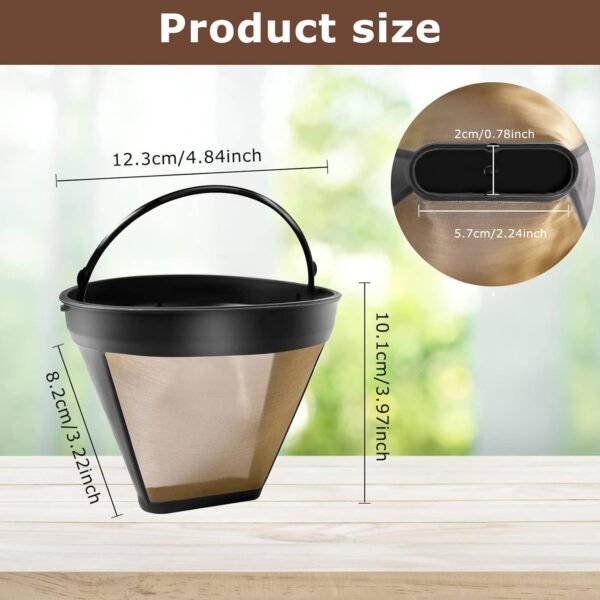 KEEPOW Reusable Coffee Filter Replacement 14 cup Compatible with Cuisinart DCC-3200 DCC-1200 Coffee Maker, Gold Tone Coffee Filter Basket 10 12 14 Cup - Image 6