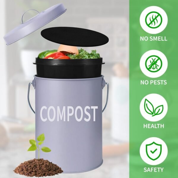 Charcoal Filters for Kitchen Compost Bin, 6 Pcs Compost Filters for Countertop Bin, 6.5 Inch Charcoal Filters for Compost Bucket, Activated Carbon Replacement Filters for Home Bucket Refill, Round - Image 3