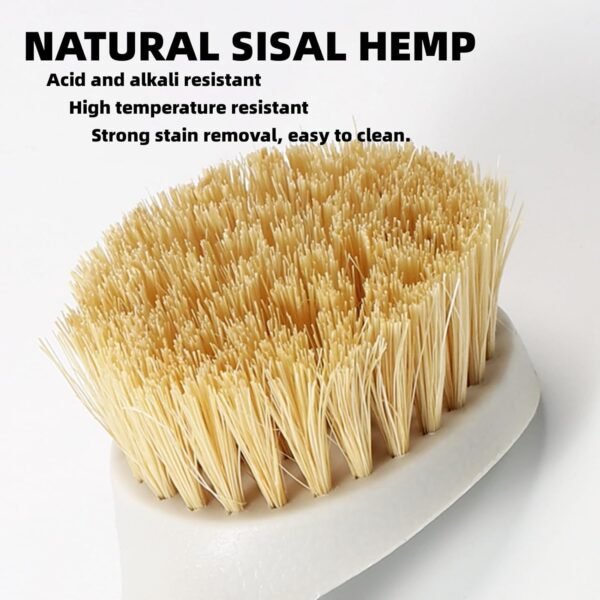 GIGAGO Efficient Kitchen Scrub Brush with Handle - Eco-Friendly Bamboo Dish Brush Set for Cleaning, Say Goodbye to Hassles! (2 Pack,White) - Image 3