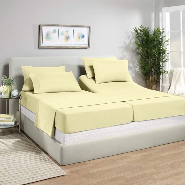100% Organic Cotton| 1000tc| Split Queen Size 7pcs Sheet Set| Comfy & Very Soft| Comfort Like Hotel| Luxury Bed Sheets for Men & Women| deep Pocket 12 inch| Wrinkle Free| Ivory