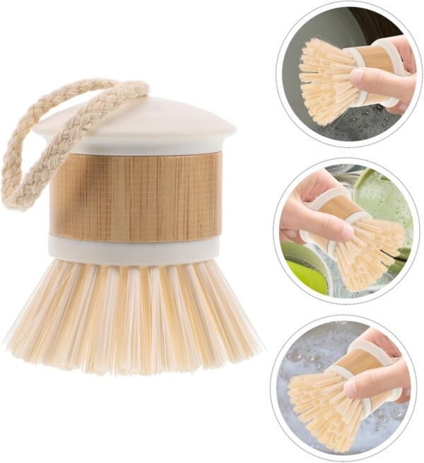Dish Brush Wok Brush Dish Scrub Brush Pot Scrubber Dish Scrubber Brush Natural Dish Brush With Handle For Kitchen Cleaning Dishwashing Scrubbing Pots Pans White - Image 8
