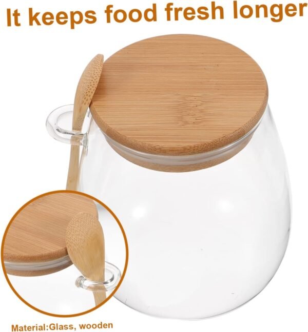 MAGICLULU Glass Jar Creamer Multi-function Canister Container Hourglass Pickle Jar Tray Kitchen Storage Jars Household Storage Canister Bell Mason Jars for Canning Household Canister Wood - Image 7