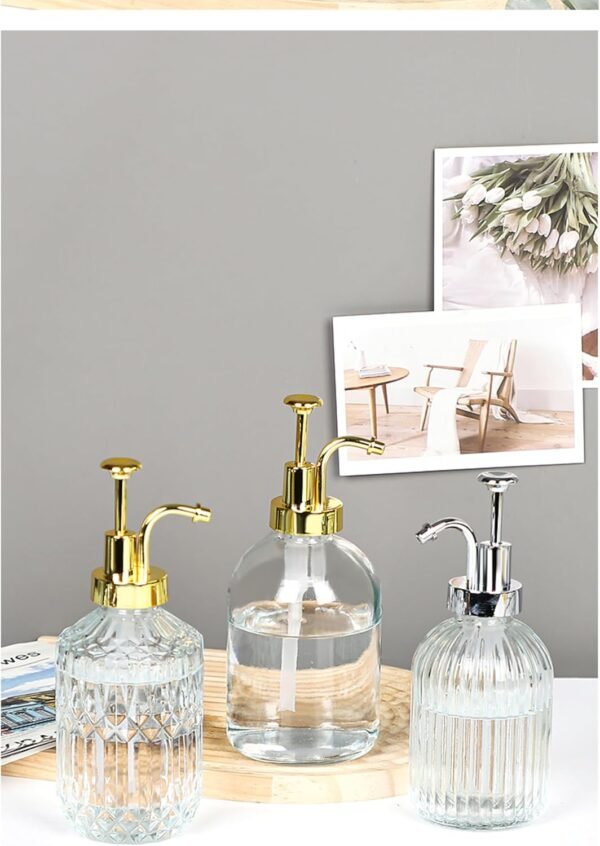 Glass Pump Soap Dispenser Kitchen Hand Soap Dispenser Sour Cream Dispenser Rustproof Stainless Steel Pump Dispenser for Kitchen Bathroom ((Maple Leaf Gold Nozzle) - Image 3