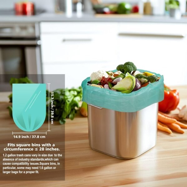 Small Compost Bags 1.2 Gallon Small Trash Bags, 100 Count Compostable Trash Bags Small Biodegradable Trash Bags for Kitchen Bathroom Office Fit 4.5-5 Liter Small Trash Can, Green - Image 4