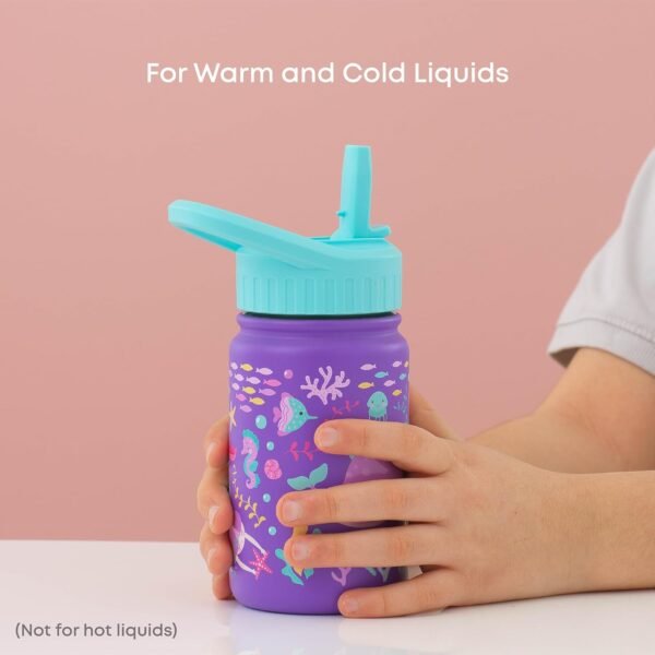 JoyJolt Kids Water Bottle with Straw Lid, 12oz Small Stainless Steel Reusable Tumbler for Kids, Girls, Boys, or Teen, Vacuum Insulated Water Bottle for School, Travel, and Outdoors, Leakproof - Image 6