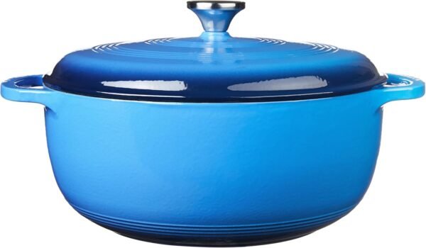 Lodge 7.5 Quart Enameled Cast Iron Dutch Oven with Lid – Dual Handles – Oven Safe up to 500° F or on Stovetop - Use to Marinate, Cook, Bake, Refrigerate and Serve – Caribbean Blue - Image 2
