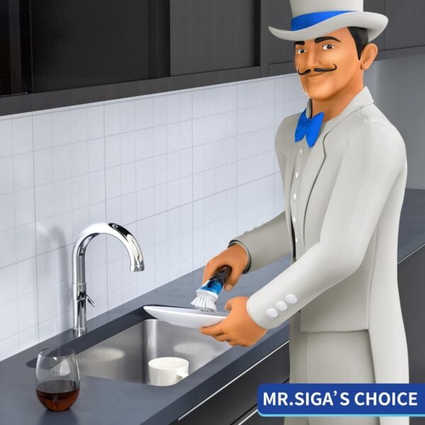 MR.SIGA Soap Dispensing Dish Brush, Kitchen Brush for Pot Pan Sink Cleaning, Black - Image 2