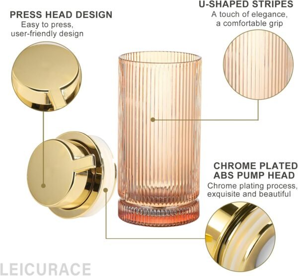 Glass Foam Soap Dispenser, Refillable Foaming Dispenser with Gold Pump, Foam Hand Soap Dispenser for Bathroom Kitchen, Modern Home Bathroom Kitchen Decor （Foam Type/Clear） - Image 3
