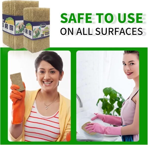 Natural Scoring Pads (５Pack) - EMIN Non Scratch sisal Biodegradable Cleaning Sponge pad - Scrubbing Pad for Kitchen Cleaning, Dishes and Pots - Eco Friendly - Image 8