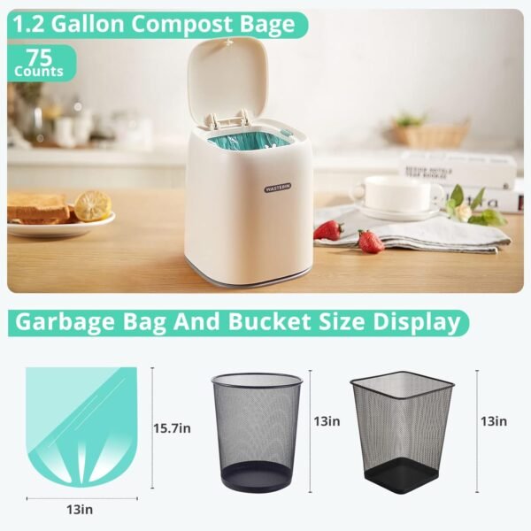 Small Compostable Trash Bags,1.2 Gallon Trash Can Liners,Strong Unscented Compost Bags Small,Small Bathroom Trash Bags for Home Office Car Pet Fit 4.5-5 Liter Trash Can,1-2 Gallon - Image 3
