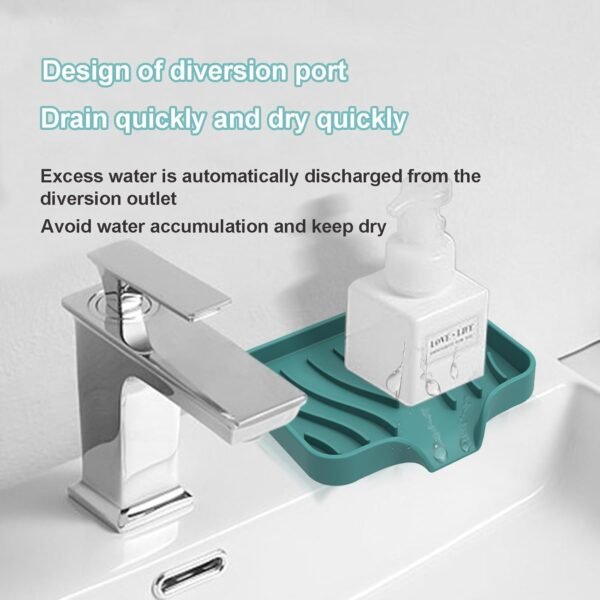 Silicone Soap Dish with Drain Spout - Self Draining Bar Soap Holder for Shower Bathroom Sink, Drying Soap Dish Tray Kitchen Sponge Holder Easy Cleaning Soap Saver Mat 4.7"×3.9" (White, Trumpet) - Image 4