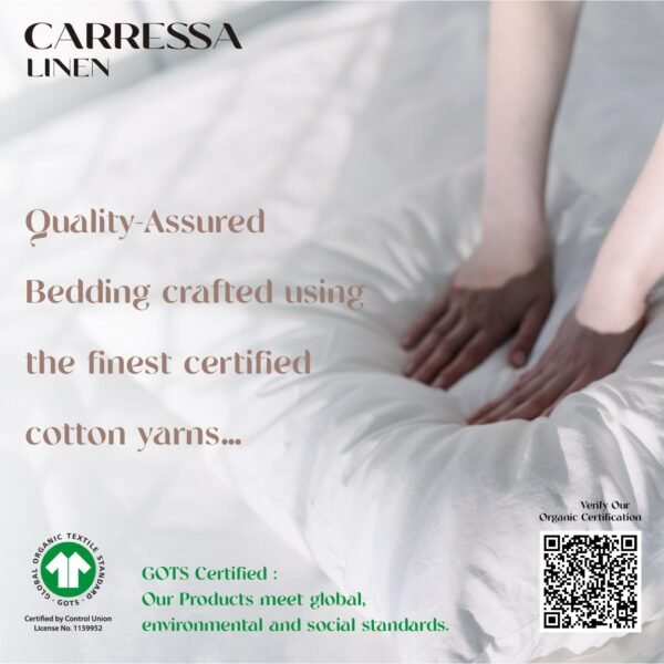 Carressa Linen Organic Cotton Sheets Queen - 100% Organic Cotton 4 Piece Sateen Sheets for Queen Size Bed, Soft, Cooling Organic Sheets Queen Size, 16" Deep Pocket Organic Cotton Queen Sheets - White - Image 3