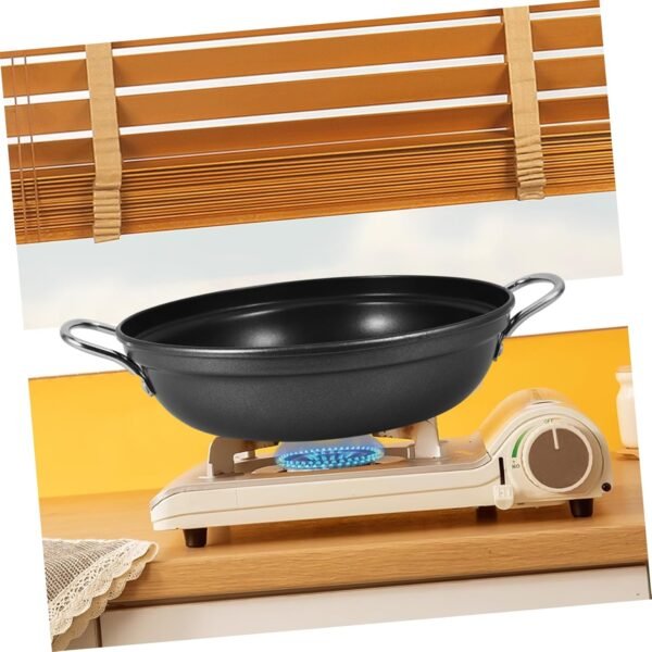 Ciieeo Large Capacity Shallow Soup Hot Pot Frying Pans Stove Top Griddle Oven Steel Pans for Cooking Dish Drying Rack Fryer Griddle Pans Shallow Cookware Deep Frying Pot Steel Wok Iron - Image 3