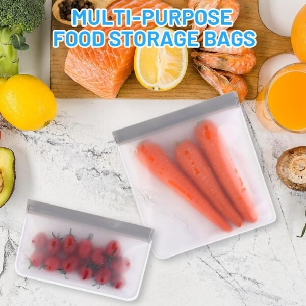 9 Pack Reusable Gallon Freezer Bags, Sandwich, Dishwasher Safe Reusable Ziploc Bags, BPA Free Freezer Storage Containers, Leakproof Silicone Bags for food Storage, Snack, Lunch Marinate Food - Image 8
